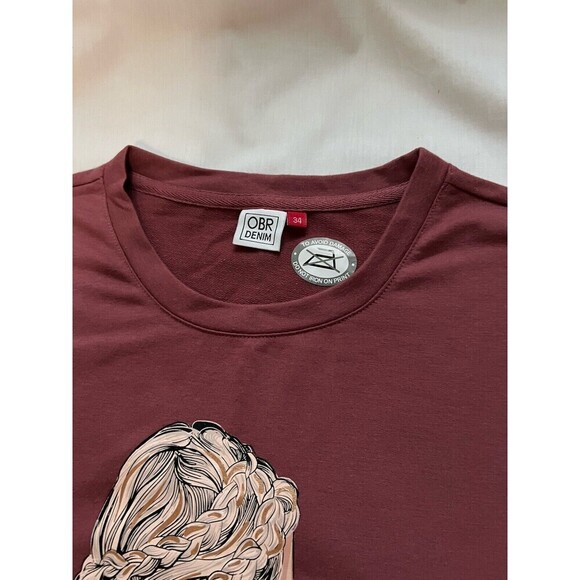 New OBR Denim, Pink Graphic Tee, Size 34 Women’s, With Waist Drawstring - Picture 7 of 7